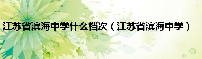 江苏省滨海中学什么档次（江苏省滨海中学）