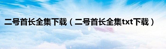 二号首长全集下载（二号首长全集txt下载）