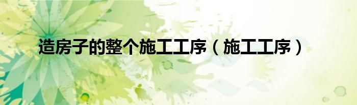 造房子的整个施工工序（施工工序）