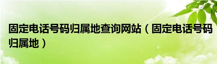 固定电话号码归属地查询网站（固定电话号码归属地）