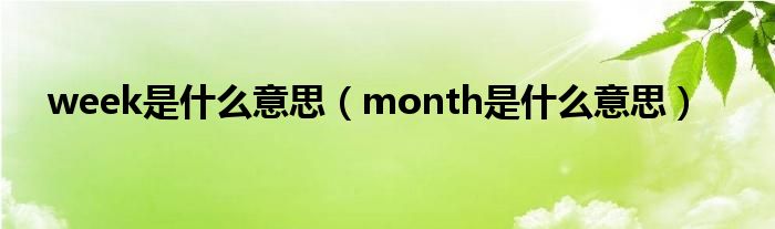 week是什么意思（month是什么意思）