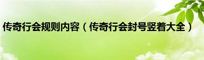 传奇行会规则内容（传奇行会封号竖着大全）