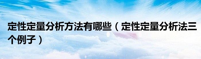 定性定量分析方法有哪些（定性定量分析法三个例子）