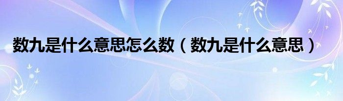 数九是什么意思怎么数（数九是什么意思）