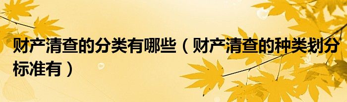 财产清查的分类有哪些（财产清查的种类划分标准有）