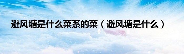 避风塘是什么菜系的菜（避风塘是什么）
