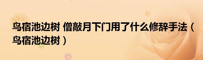 鸟宿池边树 僧敲月下门用了什么修辞手法（鸟宿池边树）