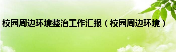 校园周边环境整治工作汇报（校园周边环境）
