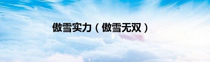 傲雪實(shí)力（傲雪無(wú)雙）