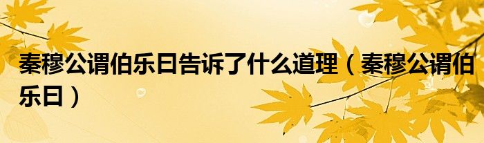 秦穆公谓伯乐曰告诉了什么道理（秦穆公谓伯乐曰）