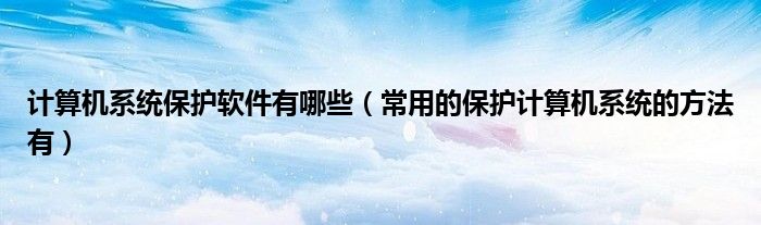 计算机系统保护软件有哪些（常用的保护计算机系统的方法有）