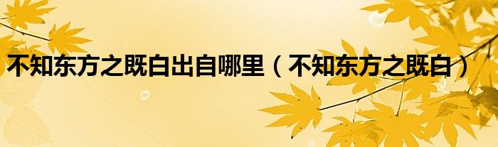 不知东方之既白出自哪里（不知东方之既白）