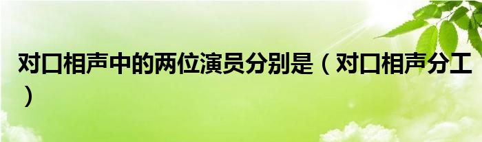 对口相声中的两位演员分别是（对口相声分工）
