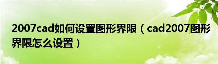 2007cad如何设置图形界限（cad2007图形界限怎么设置）