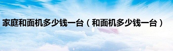 家庭和面机多少钱一台（和面机多少钱一台）
