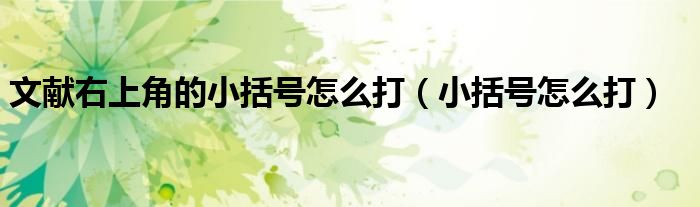 文献右上角的小括号怎么打（小括号怎么打）