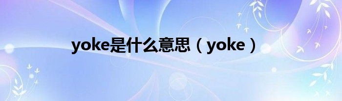 yoke是什么意思（yoke）