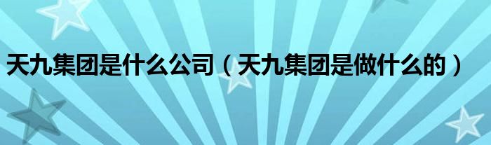 天九集团是什么公司（天九集团是做什么的）