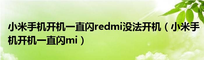 小米手机开机一直闪redmi没法开机（小米手机开机一直闪mi）