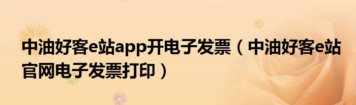 中油好客e站app开电子发票（中油好客e站官网电子发票打印）
