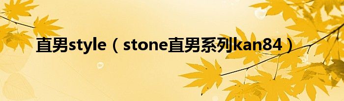 直男style（stone直男系列kan84）