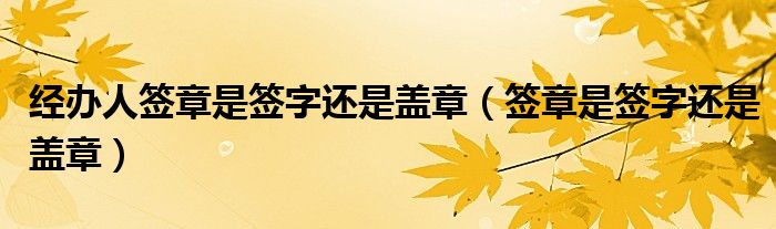 经办人签章是签字还是盖章（签章是签字还是盖章）