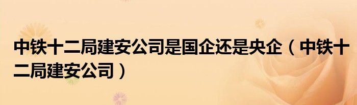 中铁十二局建安公司是国企还是央企（中铁十二局建安公司）
