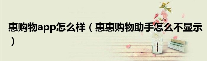 惠购物app怎么样（惠惠购物助手怎么不显示）