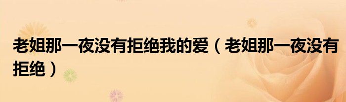 老姐那一夜没有拒绝我的爱（老姐那一夜没有拒绝）