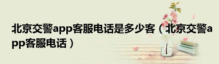 北京交警app客服电话是多少客（北京交警app客服电话）