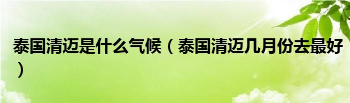 泰国清迈是什么气候（泰国清迈几月份去最好）