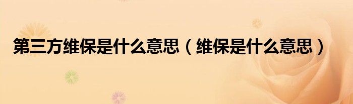 第三方维保是什么意思（维保是什么意思）