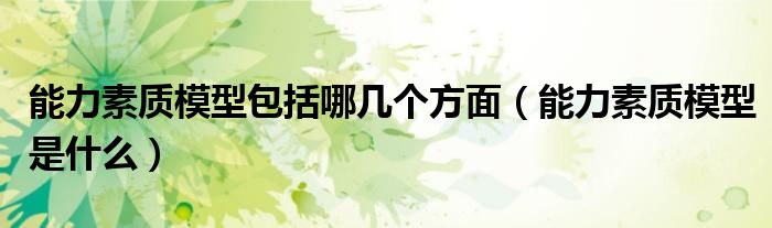能力素质模型包括哪几个方面（能力素质模型是什么）