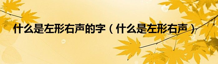 什么是左形右声的字（什么是左形右声）