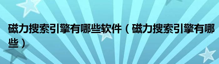磁力搜索引擎有哪些软件（磁力搜索引擎有哪些）