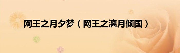 网王之月夕梦（网王之漓月倾国）
