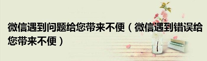 微信遇到问题给您带来不便（微信遇到错误给您带来不便）