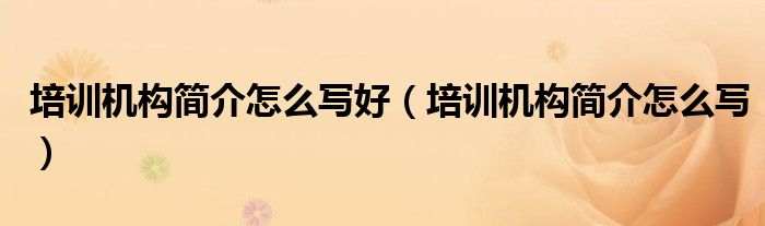 培训机构简介怎么写好（培训机构简介怎么写）