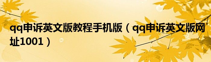 qq申诉英文版教程手机版（qq申诉英文版网址1001）