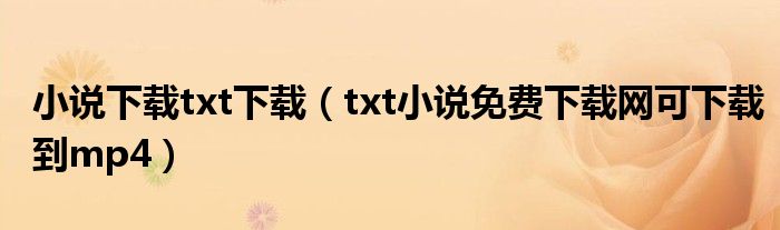 小说下载txt下载（txt小说免费下载网可下载到mp4）
