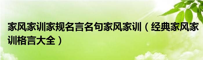 家风家训家规名言名句家风家训（经典家风家训格言大全）