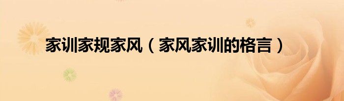 家训家规家风（家风家训的格言）