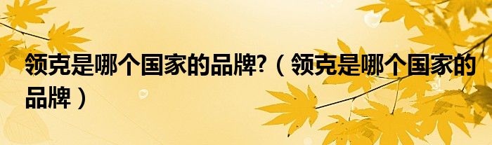 领克是哪个国家的品牌?（领克是哪个国家的品牌）