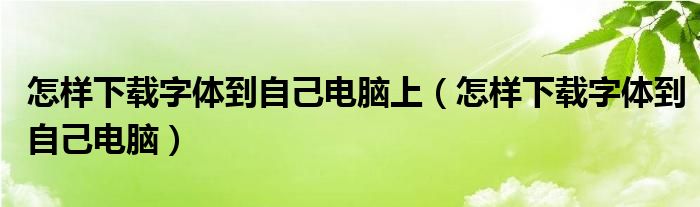 怎样下载字体到自己电脑上（怎样下载字体到自己电脑）