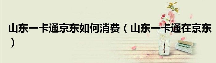 山东一卡通京东如何消费（山东一卡通在京东）