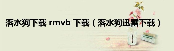 落水狗下载 rmvb 下载（落水狗迅雷下载）