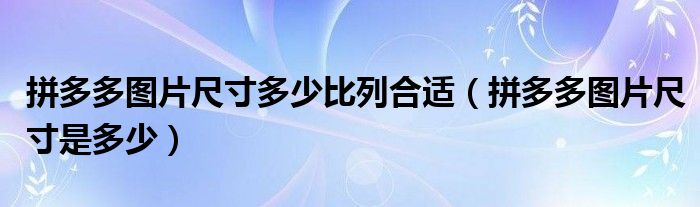 拼多多图片尺寸多少比列合适（拼多多图片尺寸是多少）