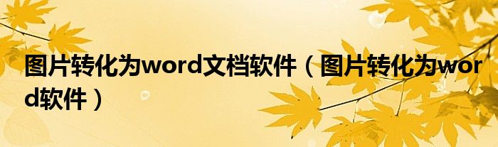 图片转化为word文档软件（图片转化为word软件）