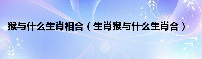 猴与什么生肖相合（生肖猴与什么生肖合）
