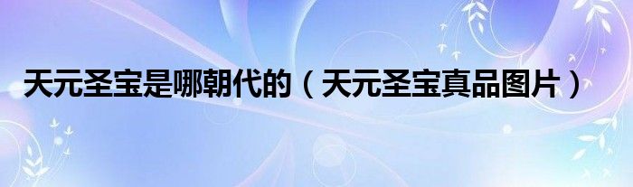 天元圣宝是哪朝代的（天元圣宝真品图片）